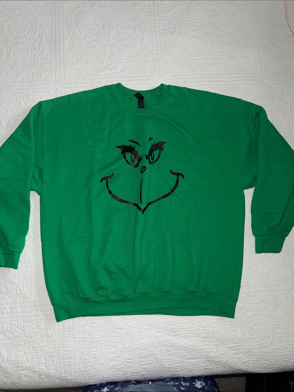 Source Unknown Green Crewneck Sweatshirt with Black Grin Graphic Size XXL
